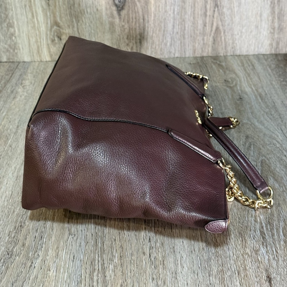 COACH Ava Chain Tote Oxblood Burgundy Leather Gold Hardware F22211 No Bag Charm - Picture 7 of 15